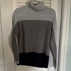 Bloomingdale's cashmere unisex Turtleneck Sweater in blue, gray and navy blue.